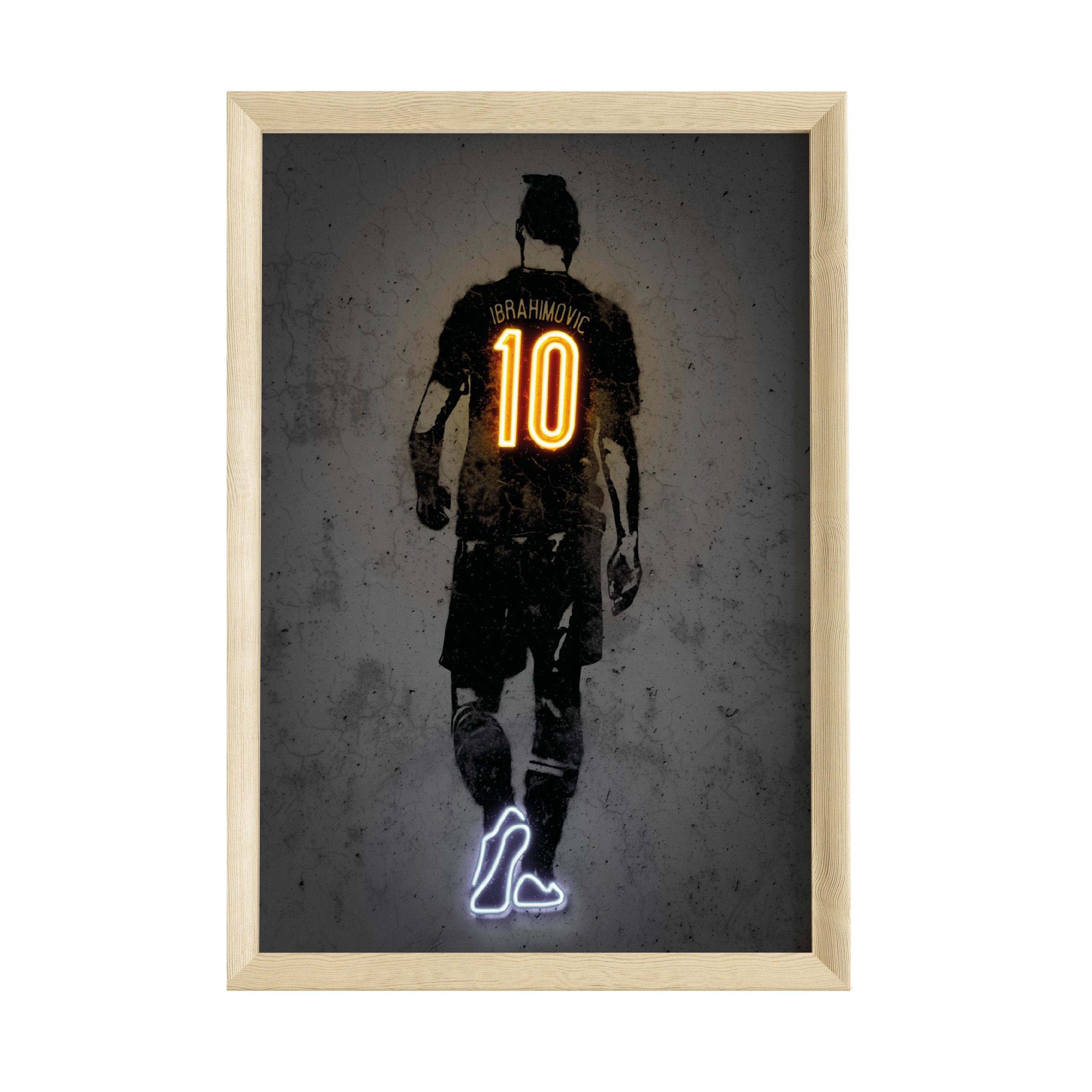 JUSTGOODMOOD Poster Premium ® Zlatan Ibrahimovic Fußball Poster· Neon Effekt · ohne Rahmen