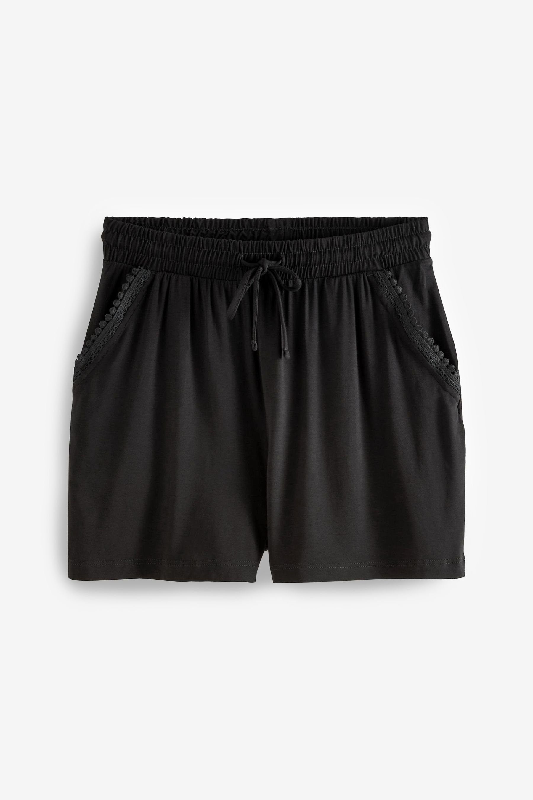 Next Sweatshorts Jersey-Shorts mit Spitzenbesatz Black (1-tlg)