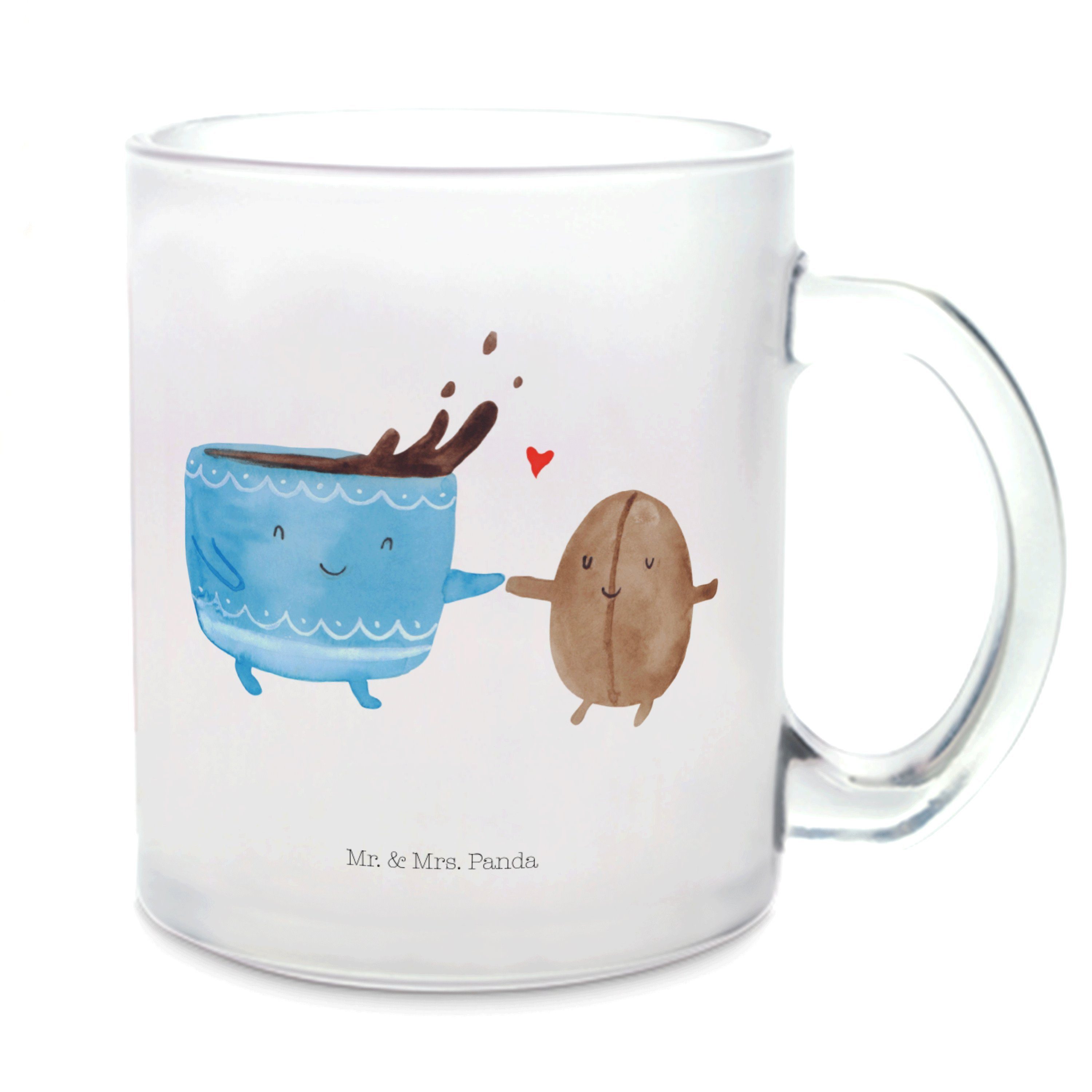 Mr. & Mrs. Panda Teeglas Kaffee Bohne Transparent Geschenk, lustige