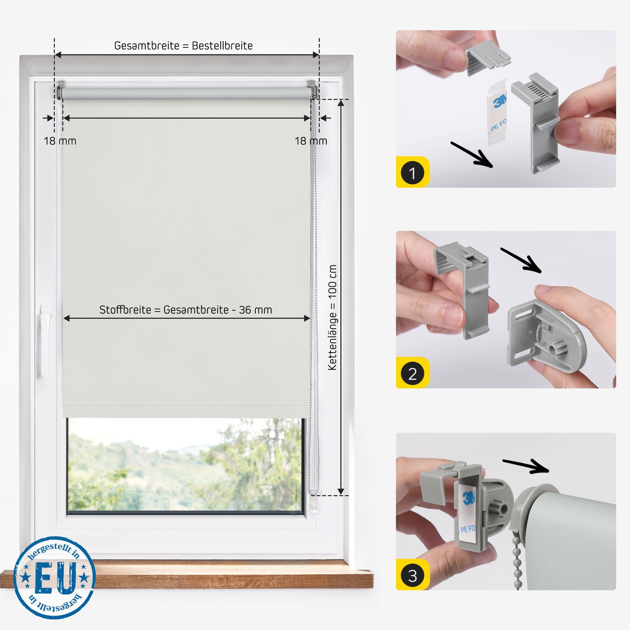 Verdunklungsrollo Standard Rollo, Klemmmontage-Vollverdunkelnd, 30 x 110 cm günstig online kaufen