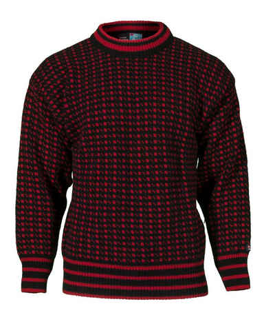 Bråtens Strickpullover Islender Sweater - Herren Damen Wollpullover - schwarz-rot - aus 100% norwegischer Wolle