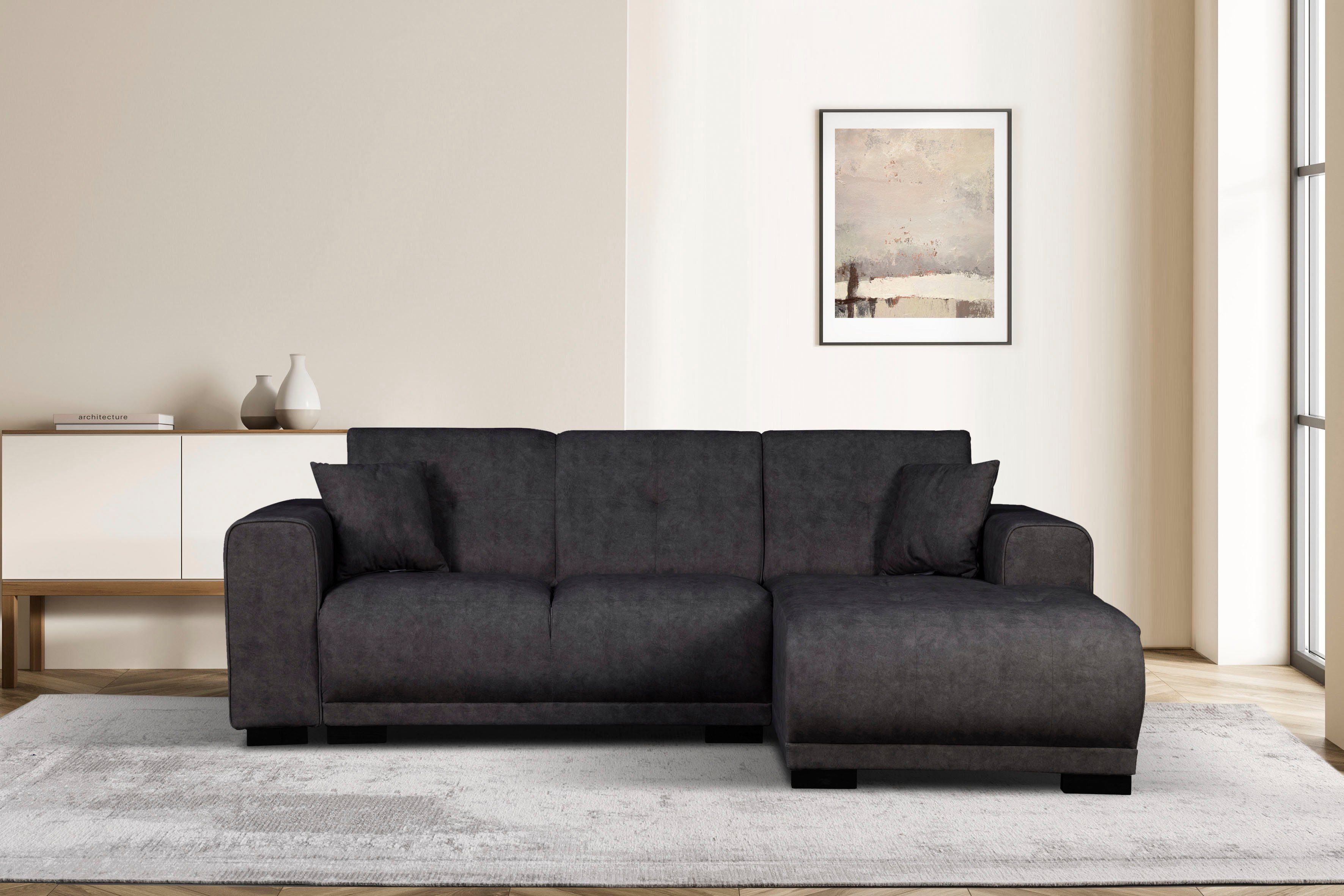 Home affaire Ecksofa "Langeland L-Form" incl. 2 Zierkissen, Recamiere wahlw günstig online kaufen