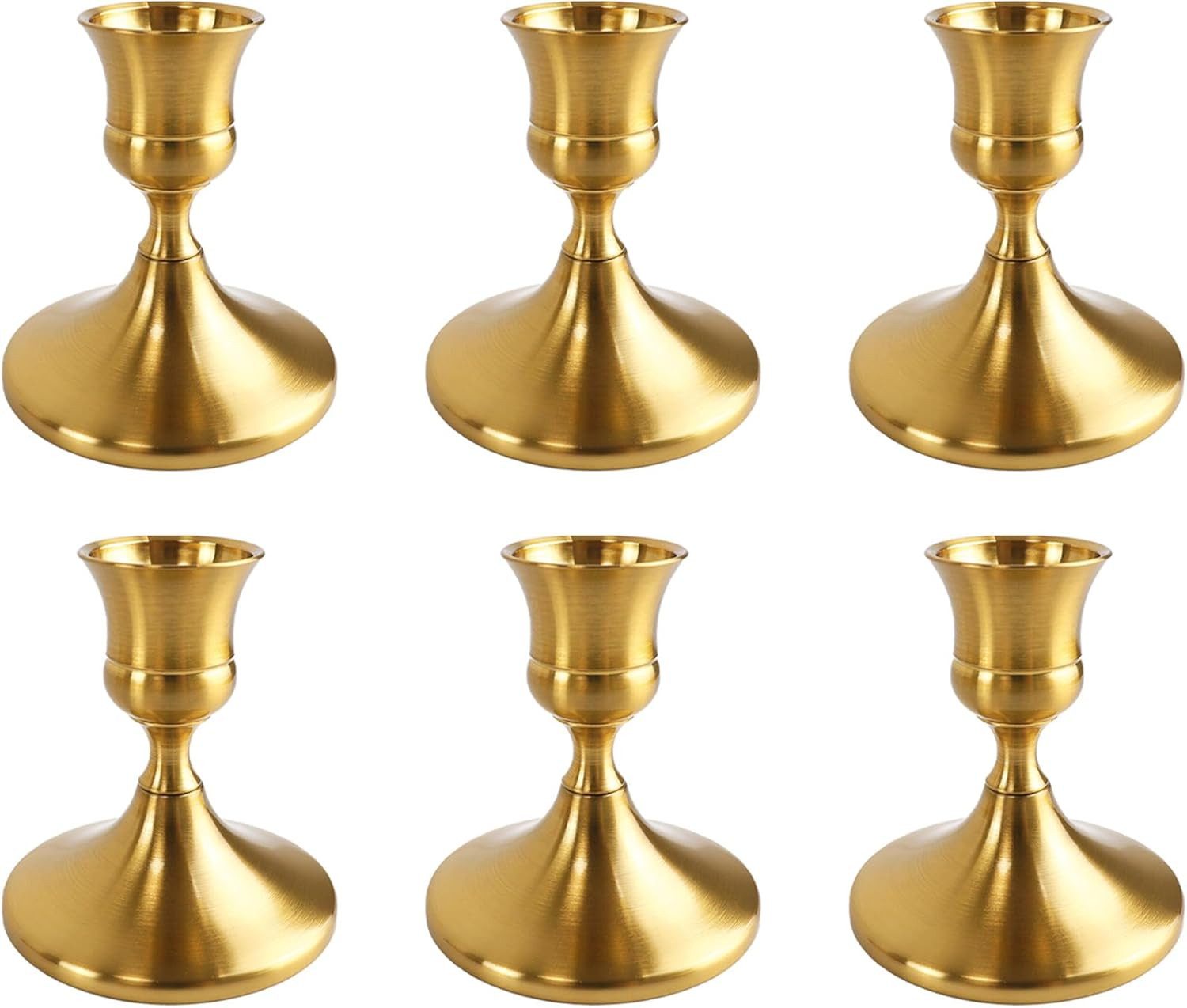 FELIXLEO Kerzenständer 6 Stück Kerzenständer Gold Metall Kerzenhalter für Tischdeko Vintage (1 St)