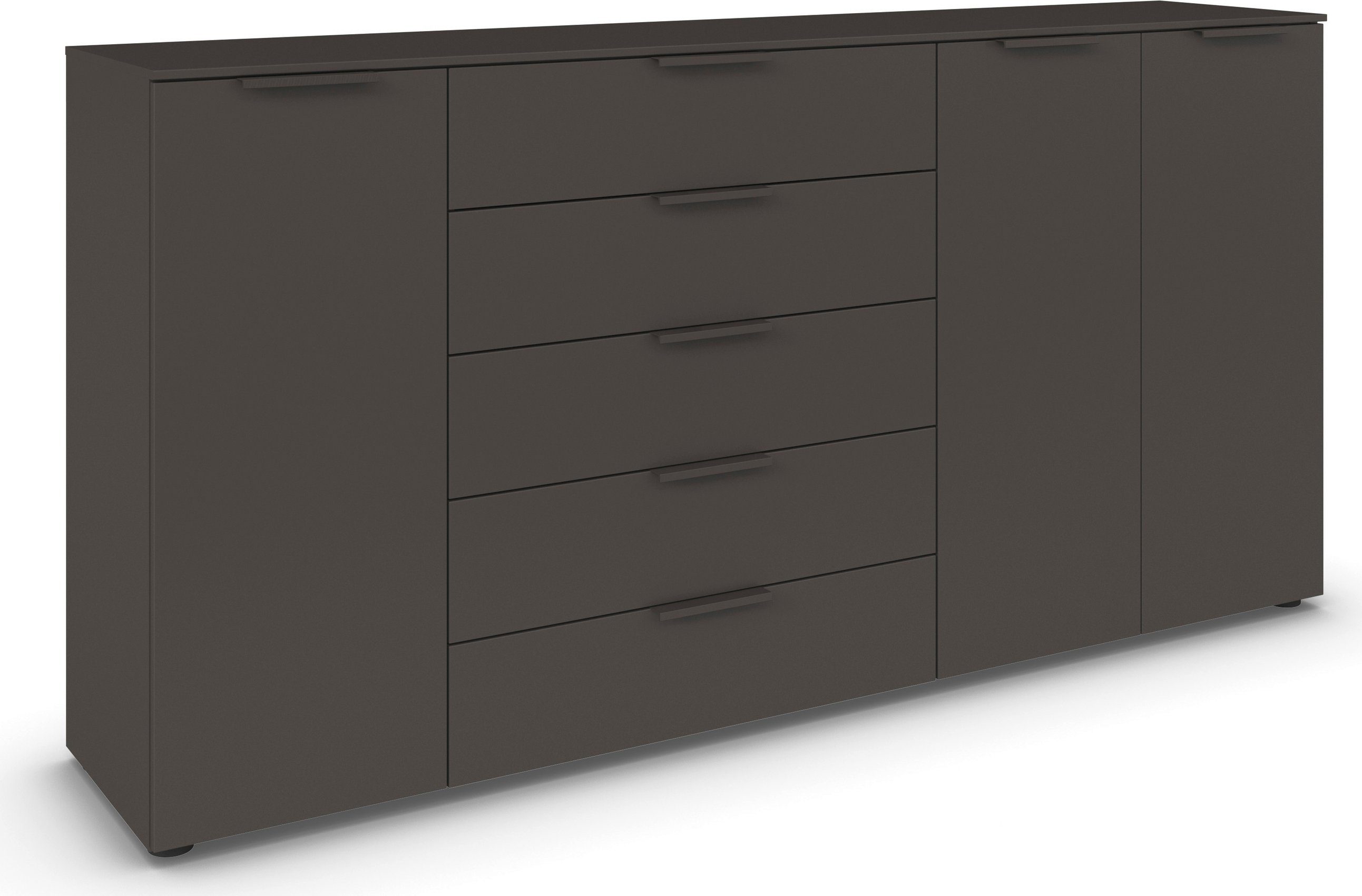 rauch Schubkastenkommode Kommode Türkommode Sideboard Kombikommode FLIPP (Breite 200 cm mit 4 Einlegeböden), 3-türig mit 5 Schubladen und Soft-Close-Funktion