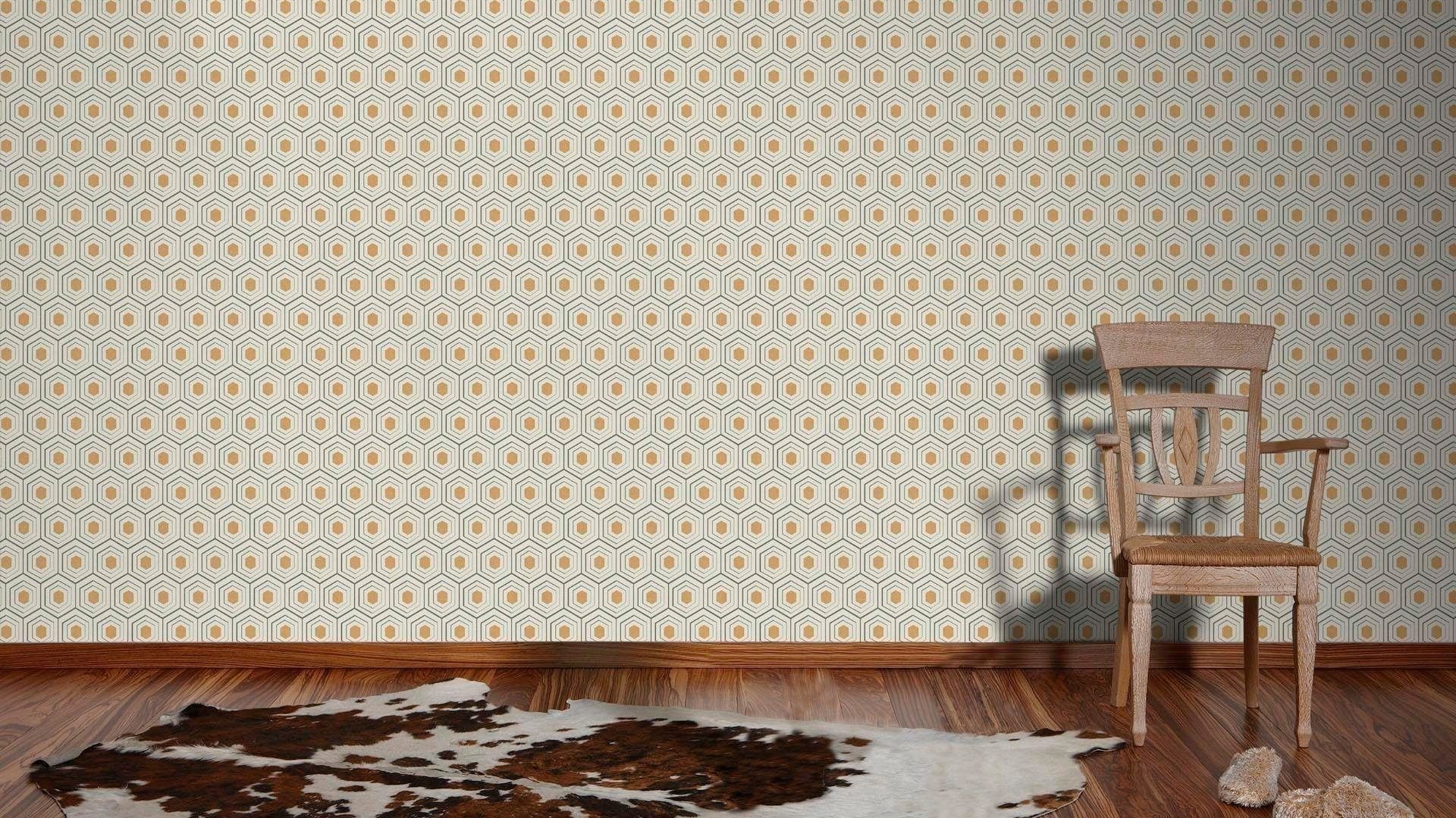 living grafisch, beige/schwarz Tapete Four Grafische Vliestapete Seasons, Création walls Art geometrisch, A.S. Deco