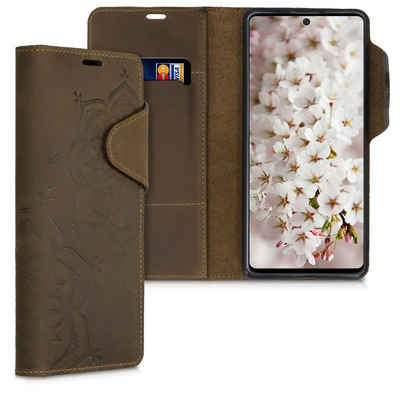 kalibri Handyhülle Hülle für Samsung Galaxy A71, Leder Schutzhülle - Handy Wallet Case Cover - Blumen Zwillinge Design