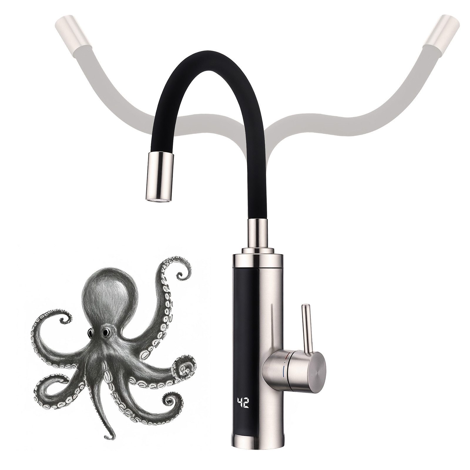 HOMELODY Küchenarmatur Elektrischer Wasserhahn Durchlauferhitzer 3000W mit günstig online kaufen