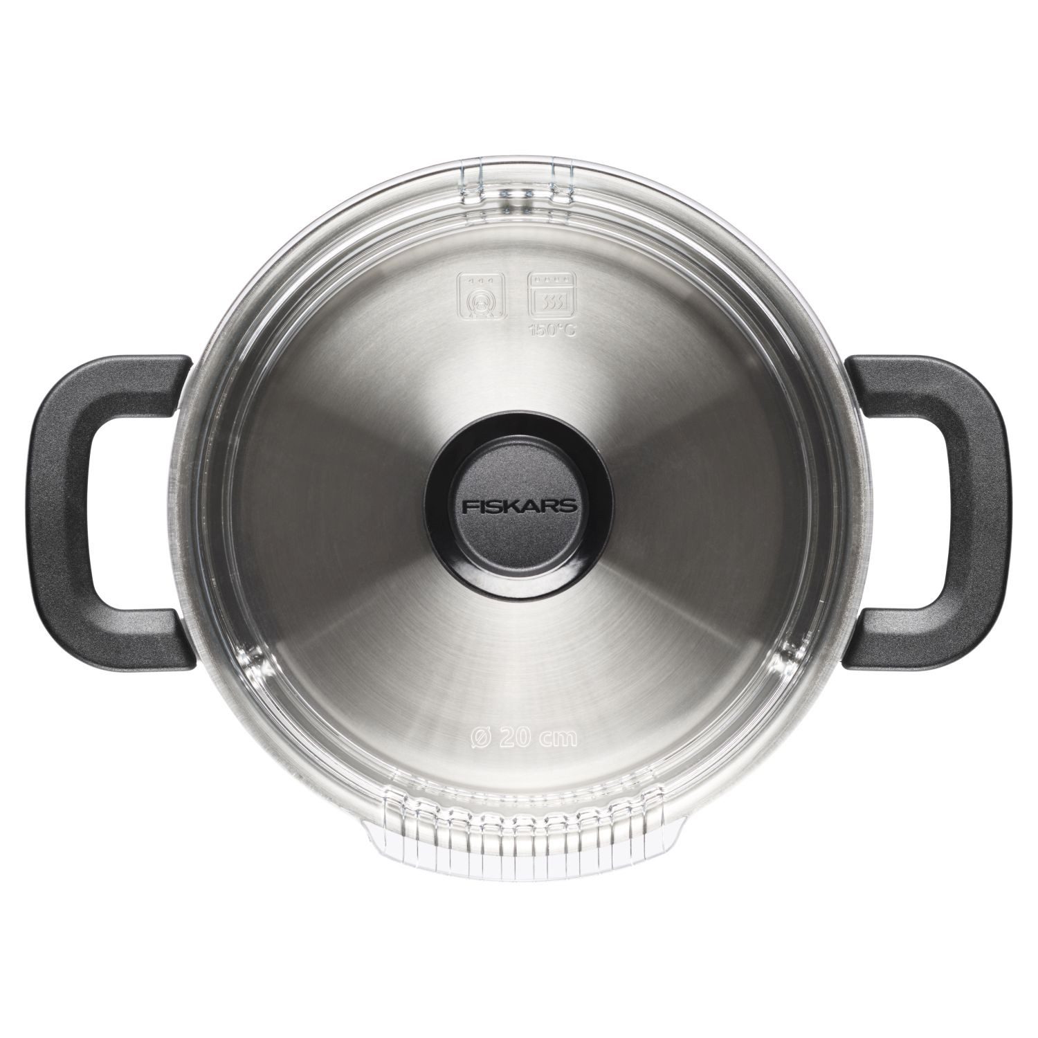 Fiskars Kasserolle Functional Form Kasserolle mit Glasdeckel 3000 ml, Edelstahl (1-tlg)