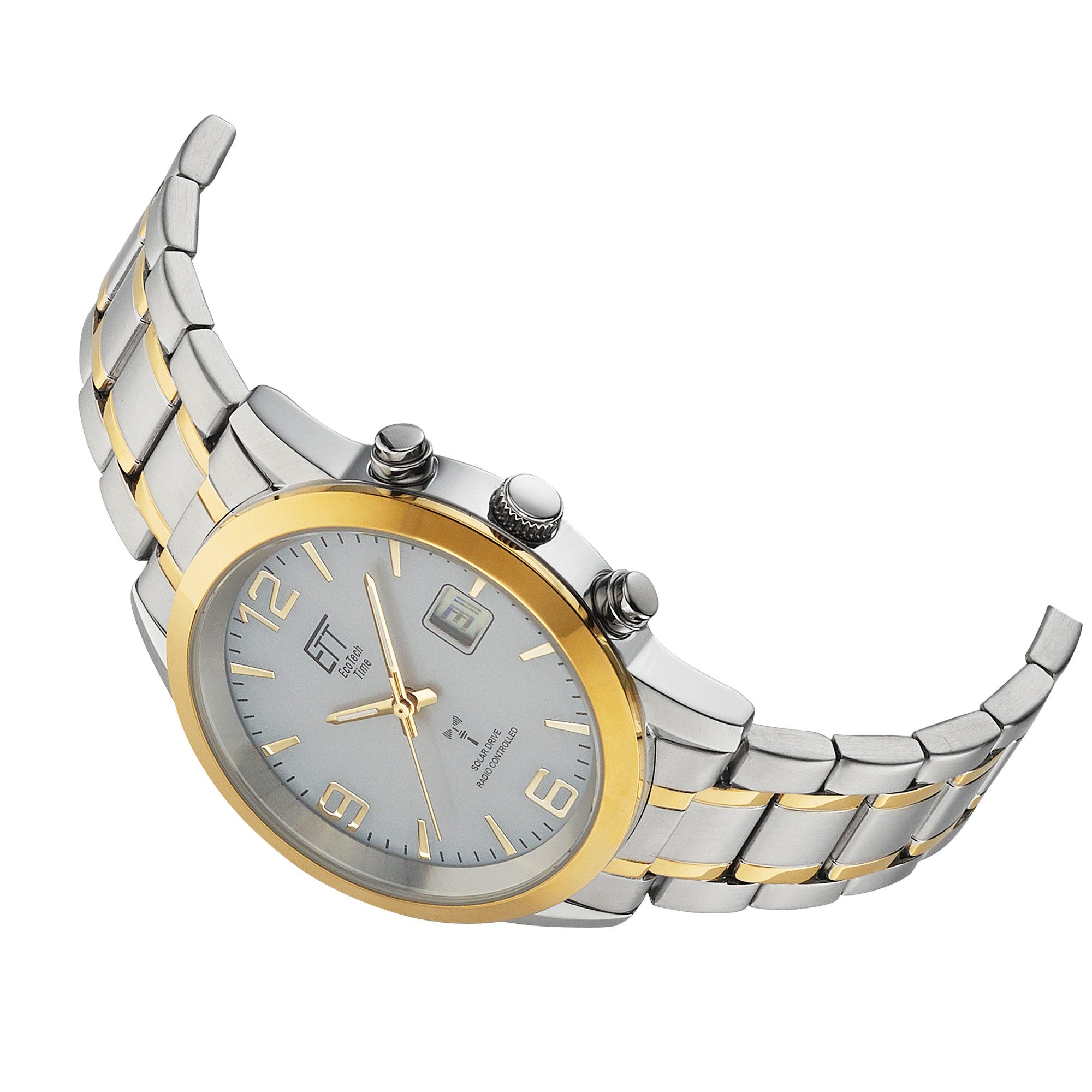 ETT Funkuhr Gobi EGS-11501-42M, Armbanduhr, Solar, Herrenuhr, Edelstahlarmband, analog, digital