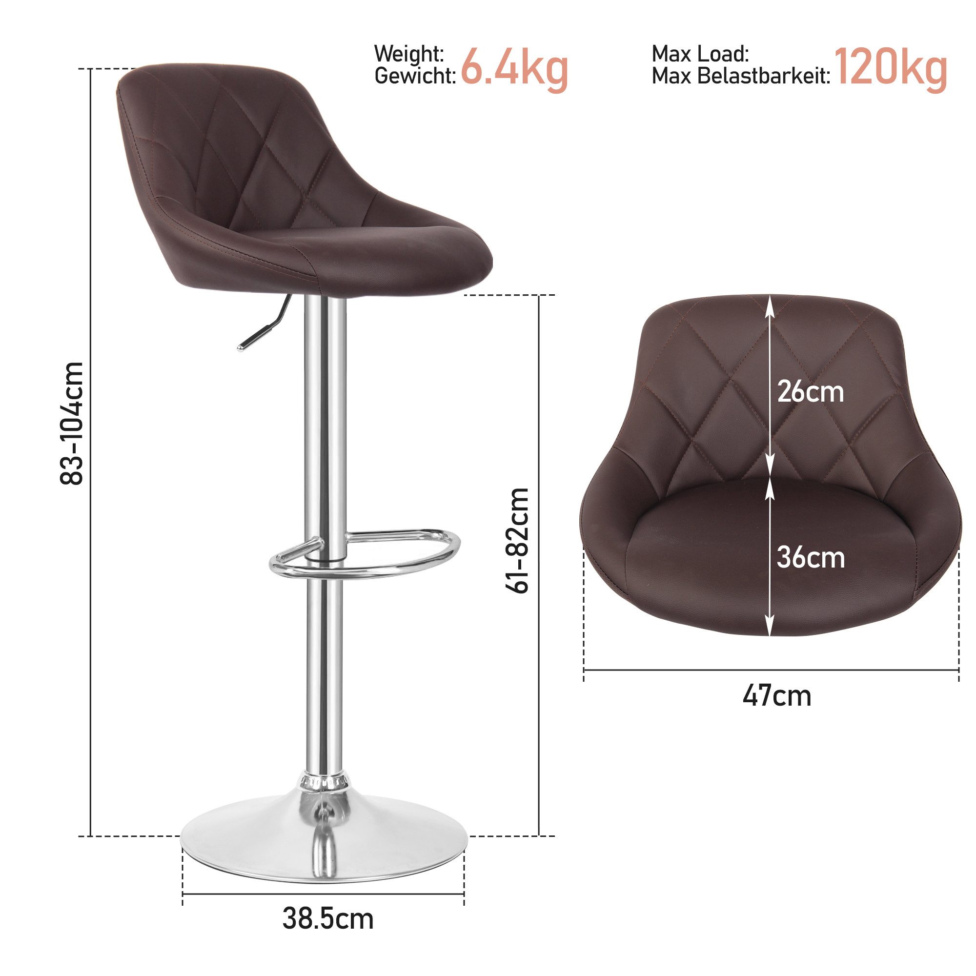 MIADOMODO Barhocker Barstuhl 2er Set mit günstig online kaufen