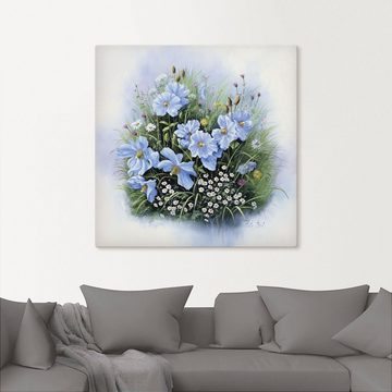 Artland Leinwandbild Blaue Blumen, Blumen (1 St), auf Keilrahmen gespannt