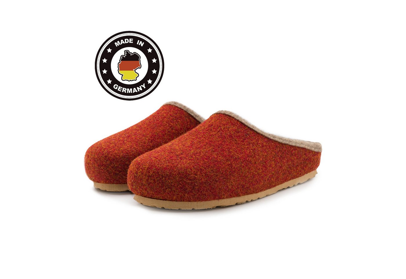 Pantoffelmann Filzclogs mit Fußbett Filzhausschuhe Herren Damen Filz Clog Pantoffel Hausschuh (1 Paar) hoher Tragekomfort, angenehme Passform