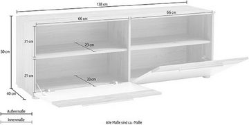 Feldmann-Wohnen Lowboard Palermo (Palermo, 1 St), 138cm Wotan Eiche / weiß Hochglanz, Hirnholz mit 2 Klappen