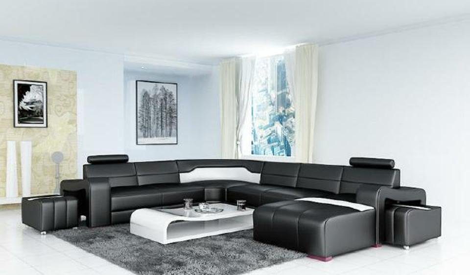 JVmoebel Ecksofa, Wohnlandschaft Couch Polster Eck Designer Ledersofa Big Sofa