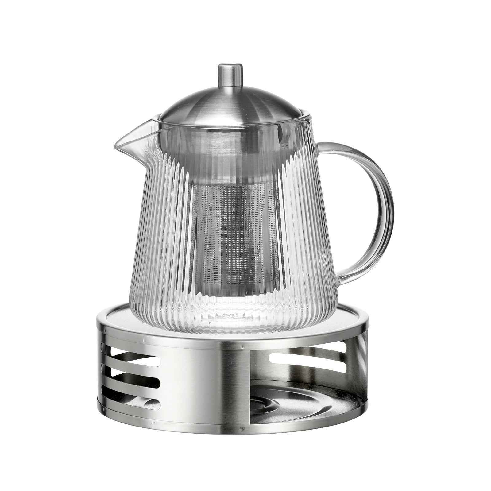 Ritzenhoff & Breker Teekanne Jive Teekanne mit Sieb & Stövchen 800 ml, 800 l, (1x Teekanne, 1x Stövchen, 2-St)