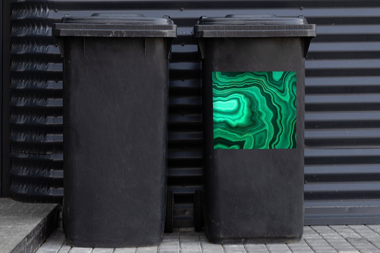 Mülltonne, St), Mülleimer-aufkleber, - Wandsticker Steine Abfalbehälter - Grün Geode Container, (1 Achat - MuchoWow Sticker,