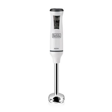 Black & Decker Stabmixer Stabmixer Weiß 600W Zerkleinerer Schneebesen 20 Leistungsstufen, 600 W, 20 Leistungsstufen ink. Turbofunktion und Anti Splash Design