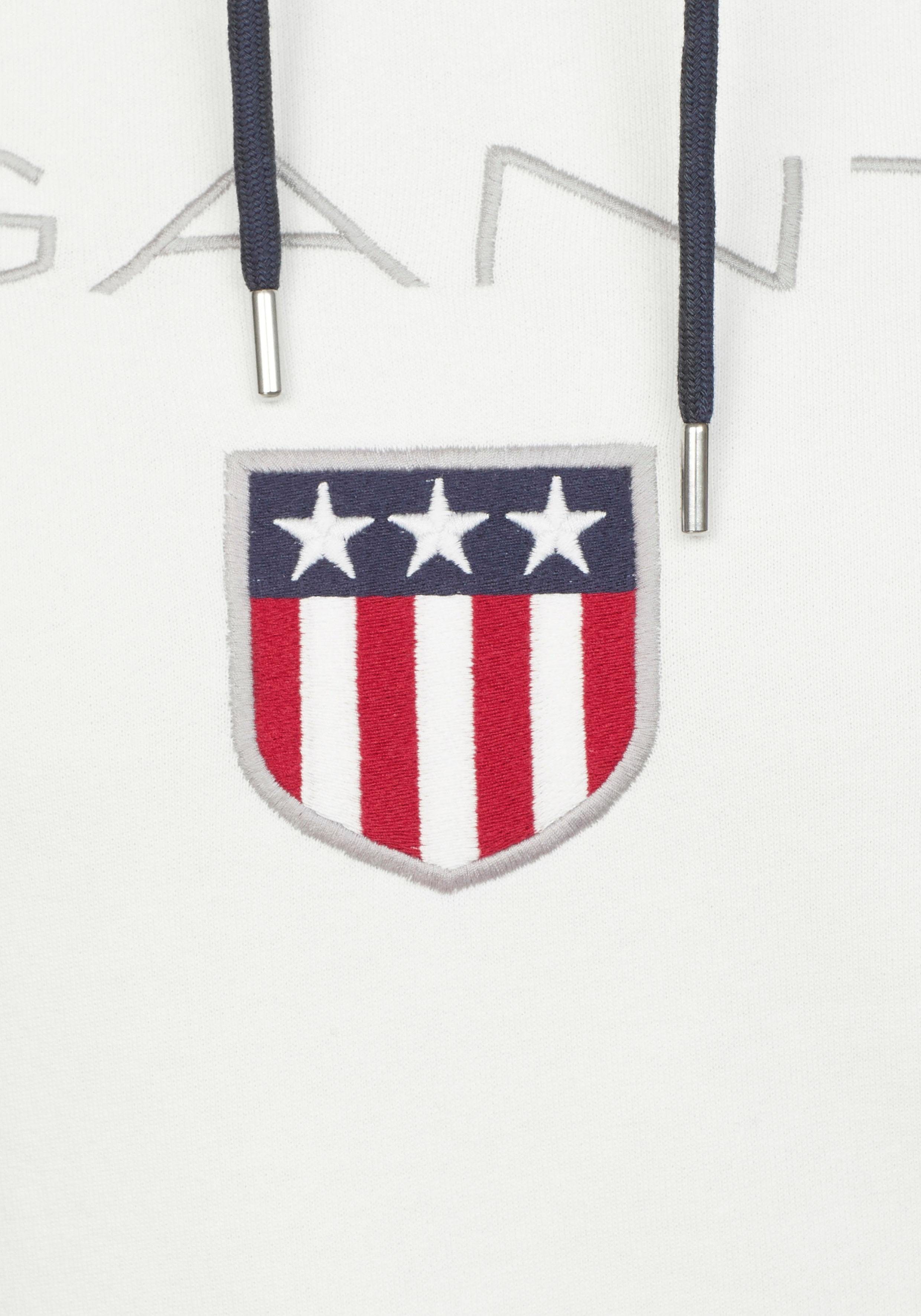 Gant Kapuzensweatshirt plakative Gant-Stickerei Sweat eggshell Hoodie Shield