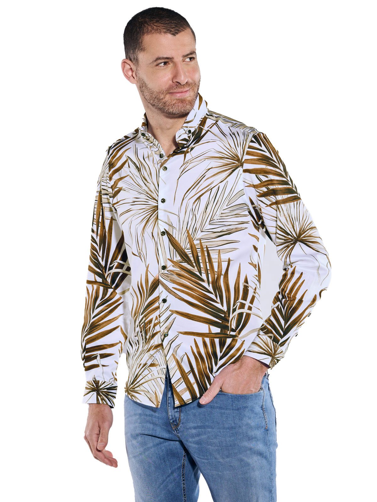 Langarmhemd Langarm-Hemd in Satin-Warenqualität