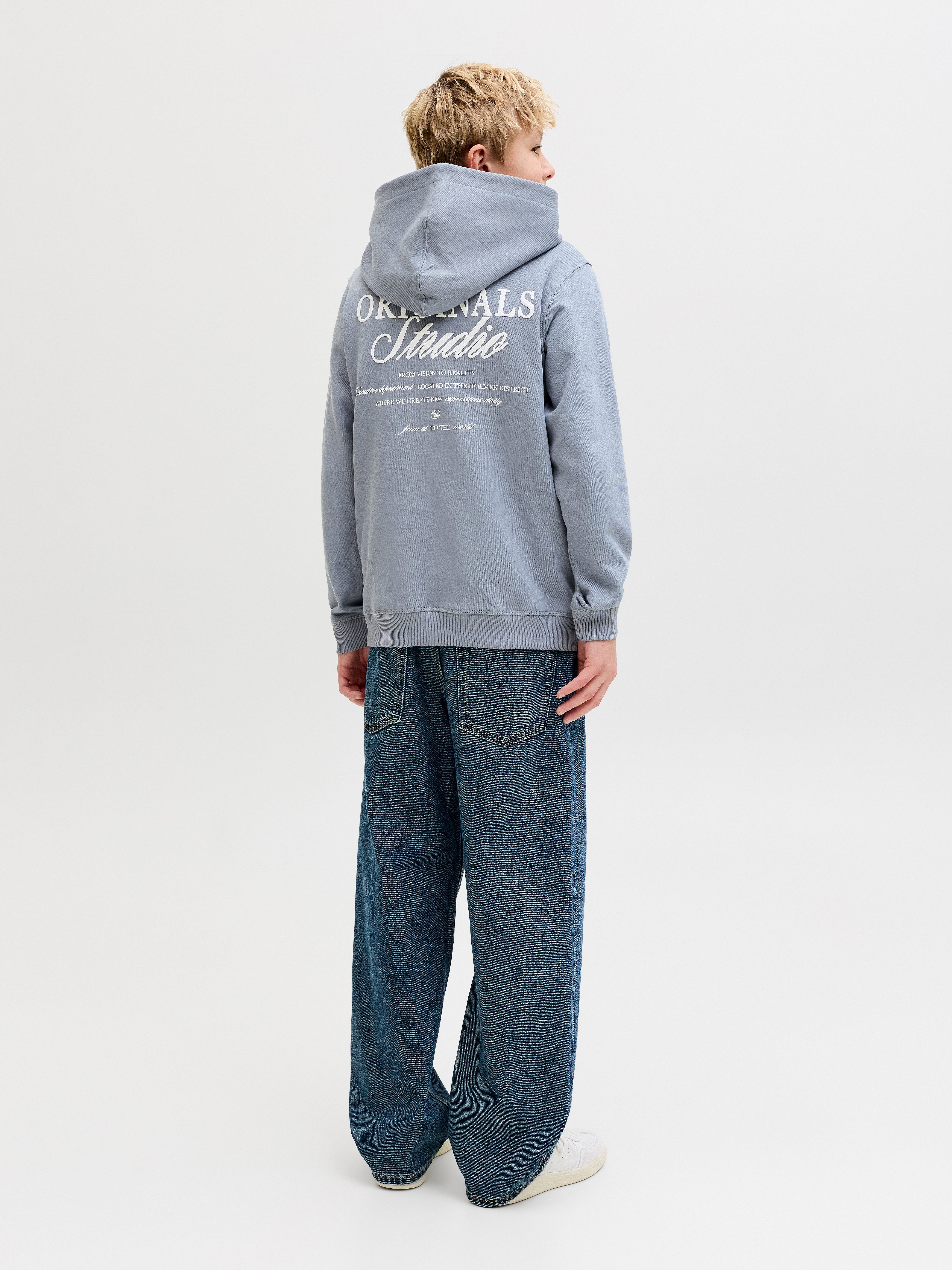 Jack & Jones Junior Kapuzensweatshirt JORNORREBRO TYPO BACK SWEAT HOOD SN JNR Baumwollmischung, relaxed fit, Langarm – Bild 2 von 5
