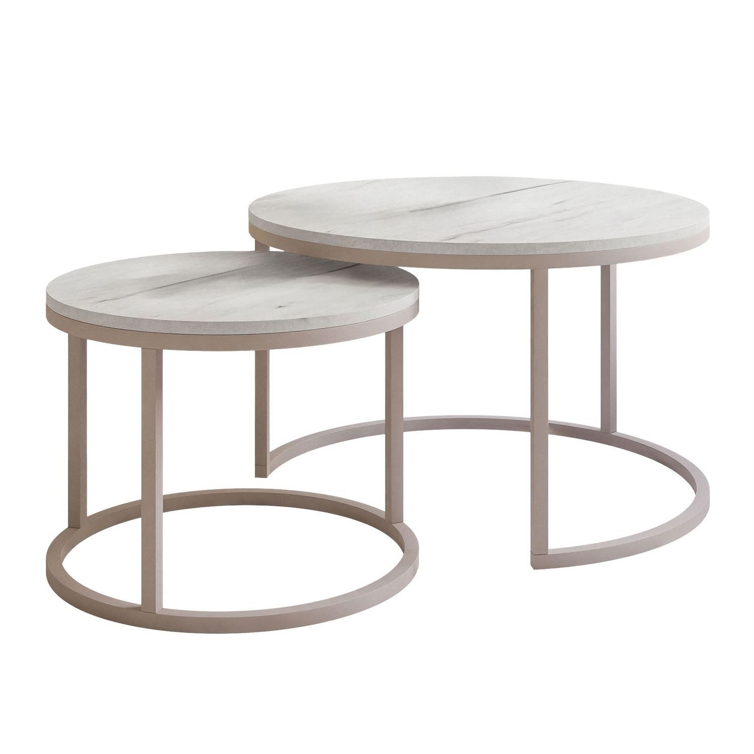 yourhouse24 Couchtisch Runder Inez 2in1, 50 & 70 cm, Kaschmir & mattes Tisc günstig online kaufen