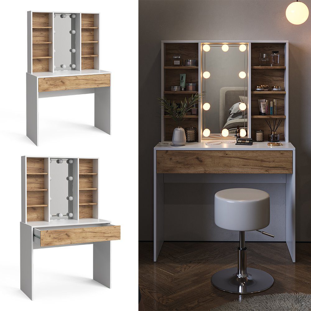 Vicco Schminktisch Alexa, Weiß/Eiche, 93 cm günstig online kaufen
