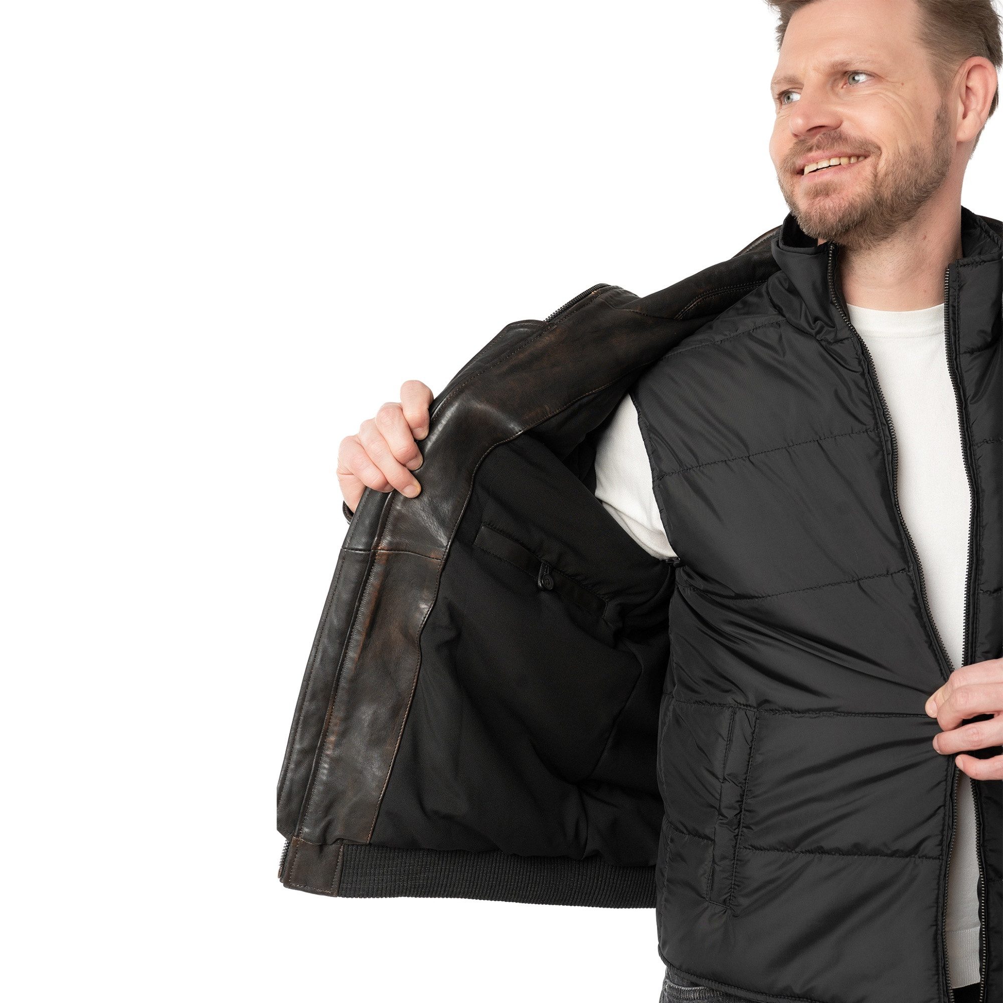 Mauritius Lederjacke 1201-0769 Mauritius - Herren Lederjacke Lammnappa schwarz antik