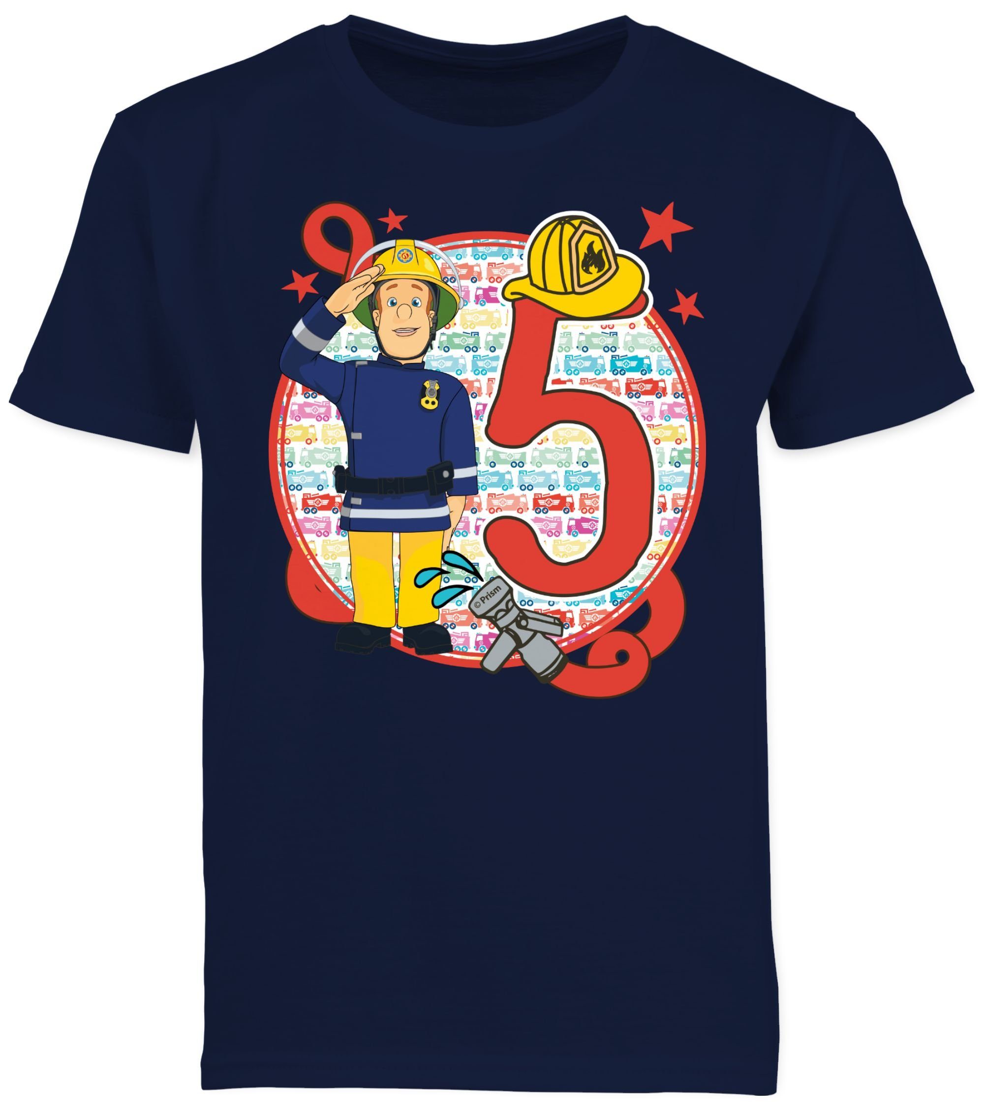 02 5. Jungen T-Shirt Geburtstag Feuerwehrmann Sam Dunkelblau Shirtracer