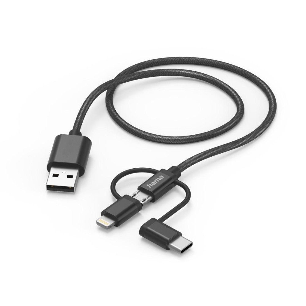 Hama 3in1 Multi-Ladekabel, USB-A - Micro-USB, USB-C u. Lightning, 1,5 m, USB-Kabel