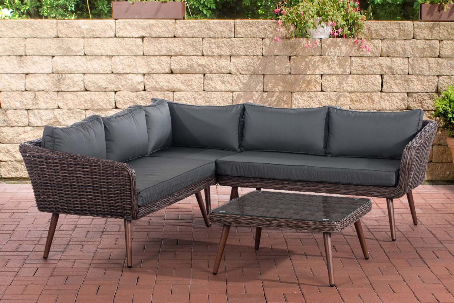 CLP GartenEssgruppe »EckLoungeset Skara Rundrattan braunmeliert