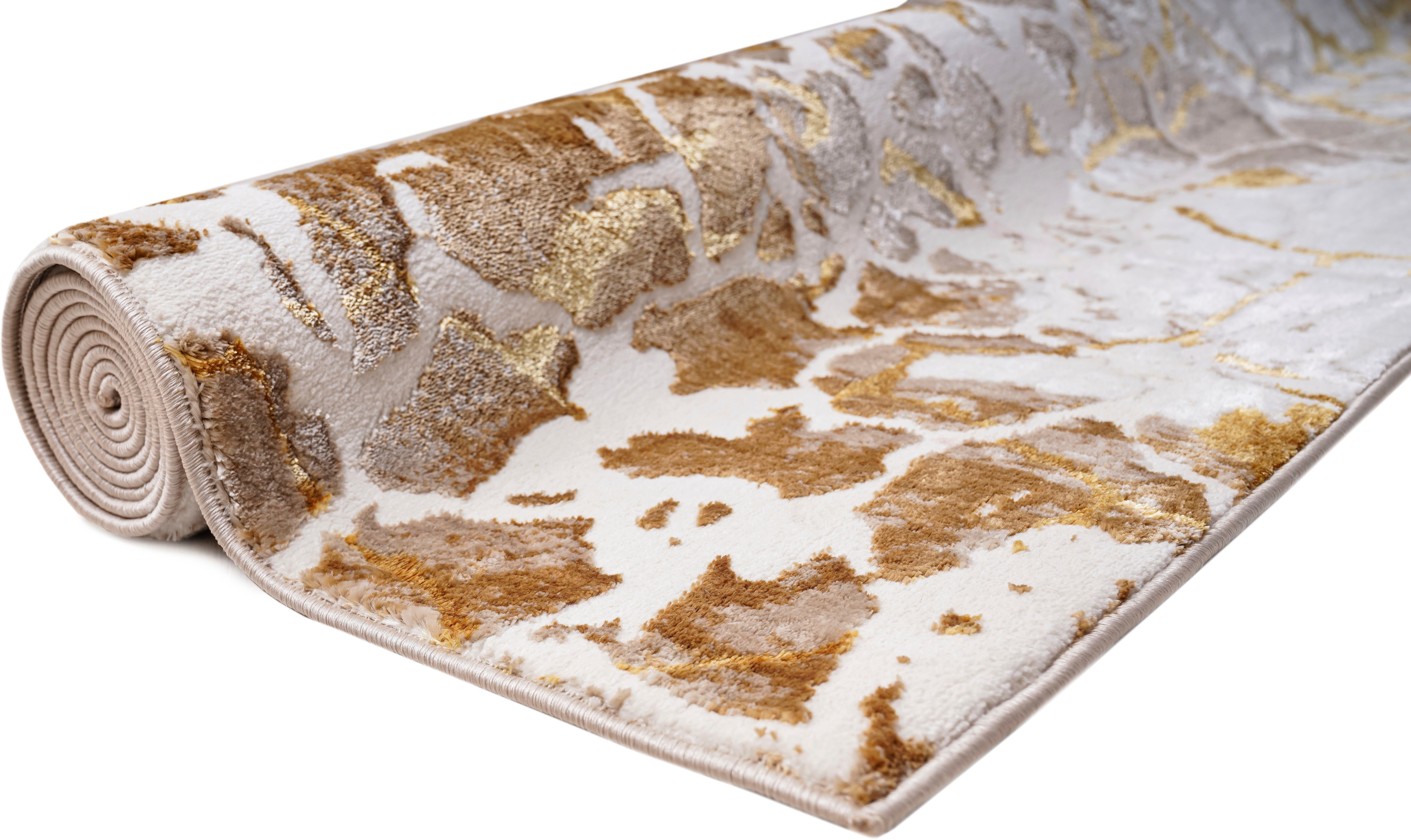 mm, goldfarbenen Sander, Höhe: in Leonique, modernes rechteckig, 24 Teppiche Design, Akzenten Teppich Marmor-Optik, mit