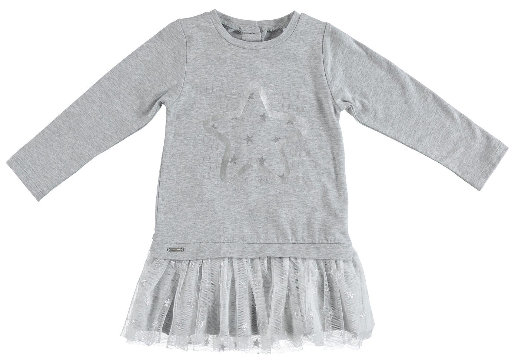 Sarabanda A-Linien-Kleid Sarabanda Mädchen Kleid Langarm Sweatkleid Stern Tüllrock gray melange (kein Set, 1-tlg)