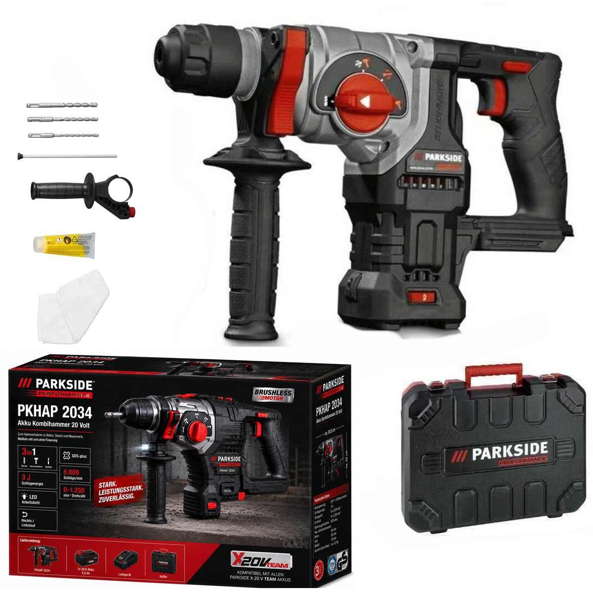 PARKSIDE PERFORMANCE® Kombihammer 20V Akku-Kombihammer PKHAP 2034-Li 3J, ohne Akku & Ladegerä, 20 V