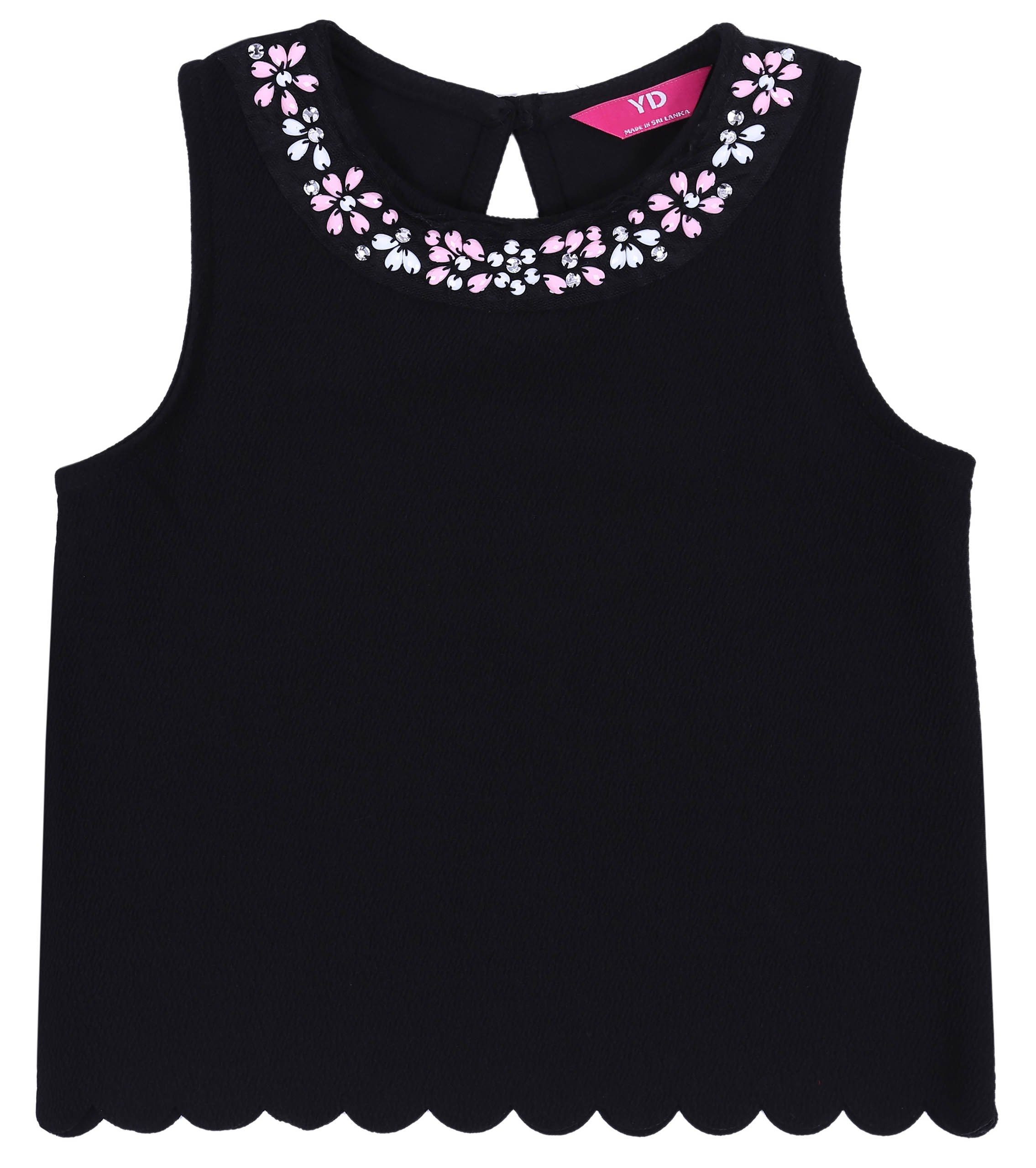 Blusentop Schwarze Bluse mit kleinen Korallen 10-11 Jahre