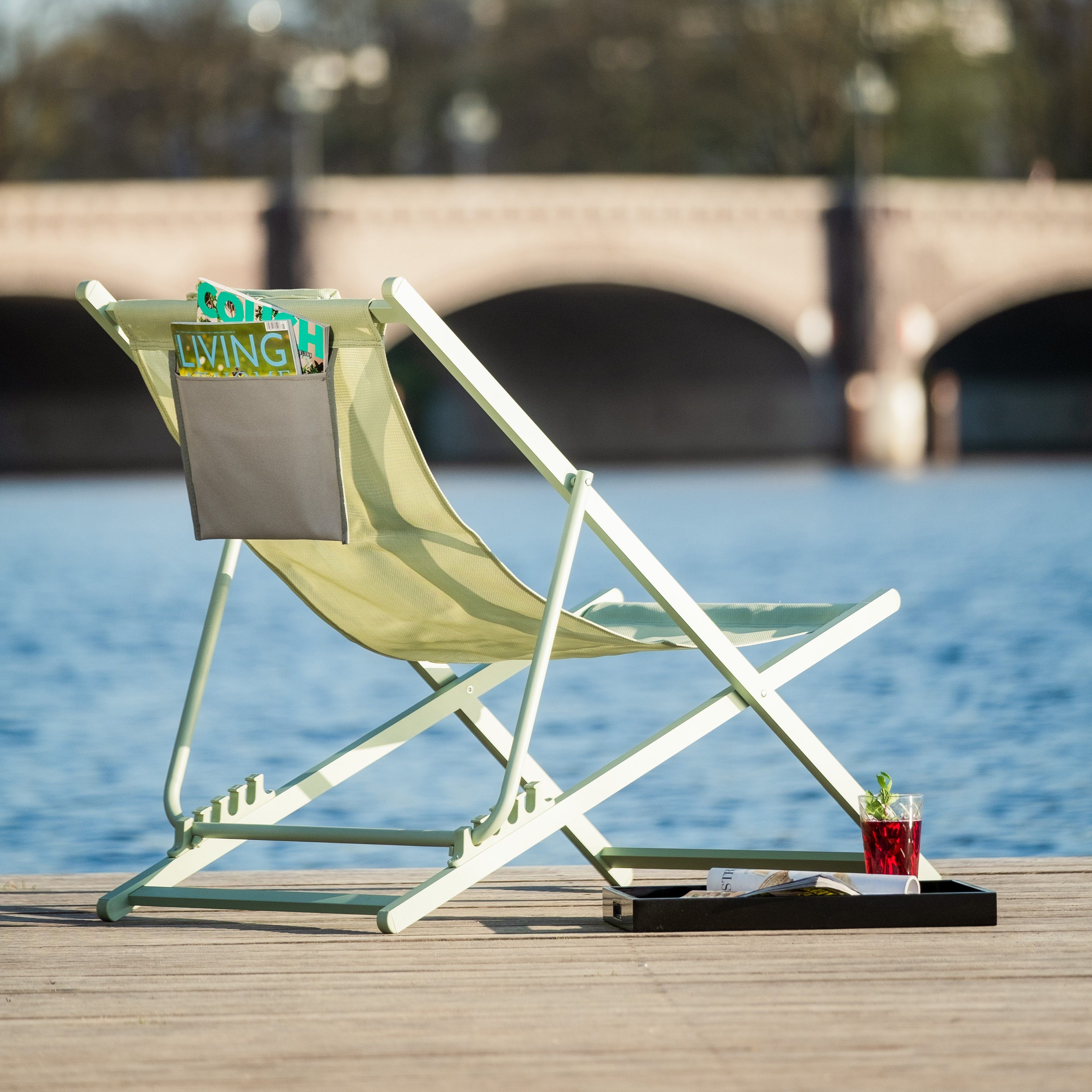 VANAGE Stuhl VG-8044 (1 St), Liegestuhl, robust & klappbar mit Organizer,  Beach-Chair, grün