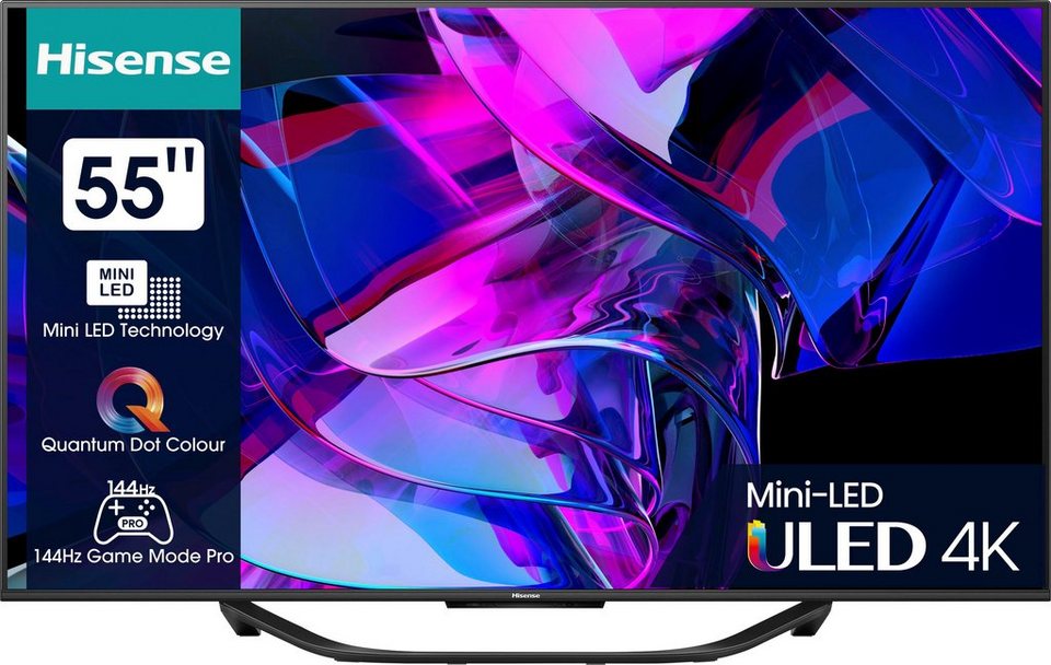 Hisense 55U7KQ Mini-LED-Fernseher (139 cm/55 Zoll, 4K Ultra HD, Smart-TV), Smart  TV, HbbTV, Netflix, Amazon Prime, Spotify, HDR10+, Dolby Vision