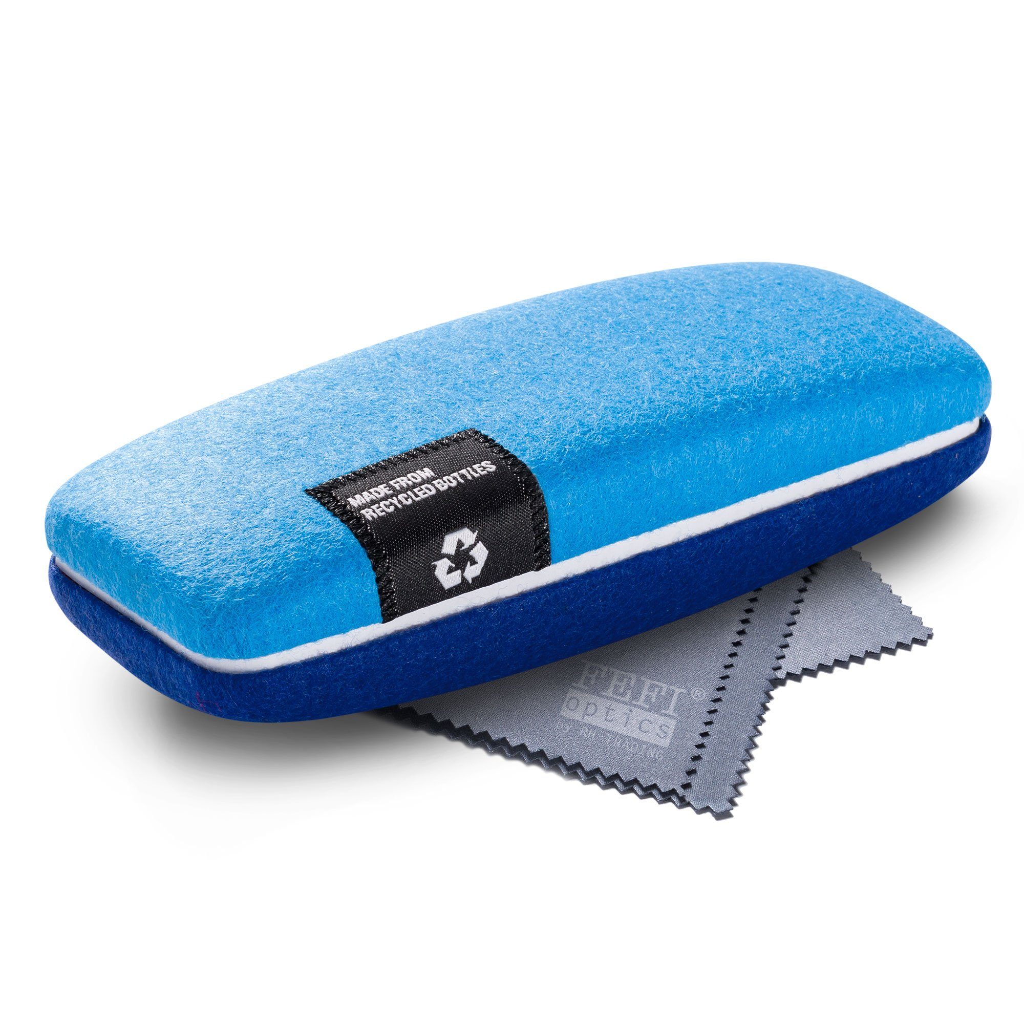 FEFI Brillenetui Hardcase mit Filzbezug aus recycelten PET-Flaschen, Set aus 1 Etui + hochwertigem Mikrofasertuch