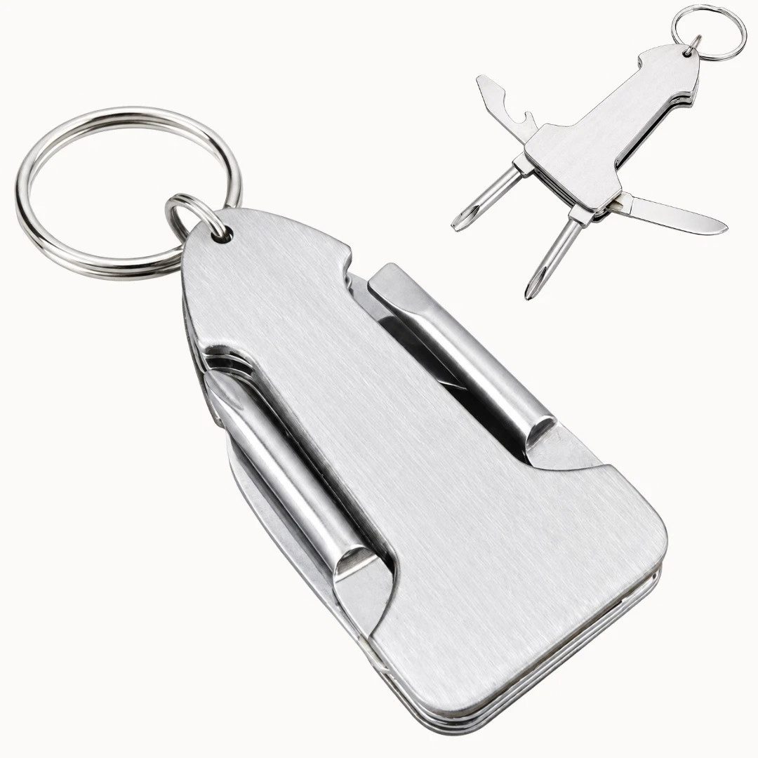EUROBATT Sp. z o.o. Schlüsselanhänger 4in1 Schlüsselanhänger Multitool Mini Werkzeug Schraubendreher Messer (Einzelartikel, 1-tlg., 1-teilig), Öffner