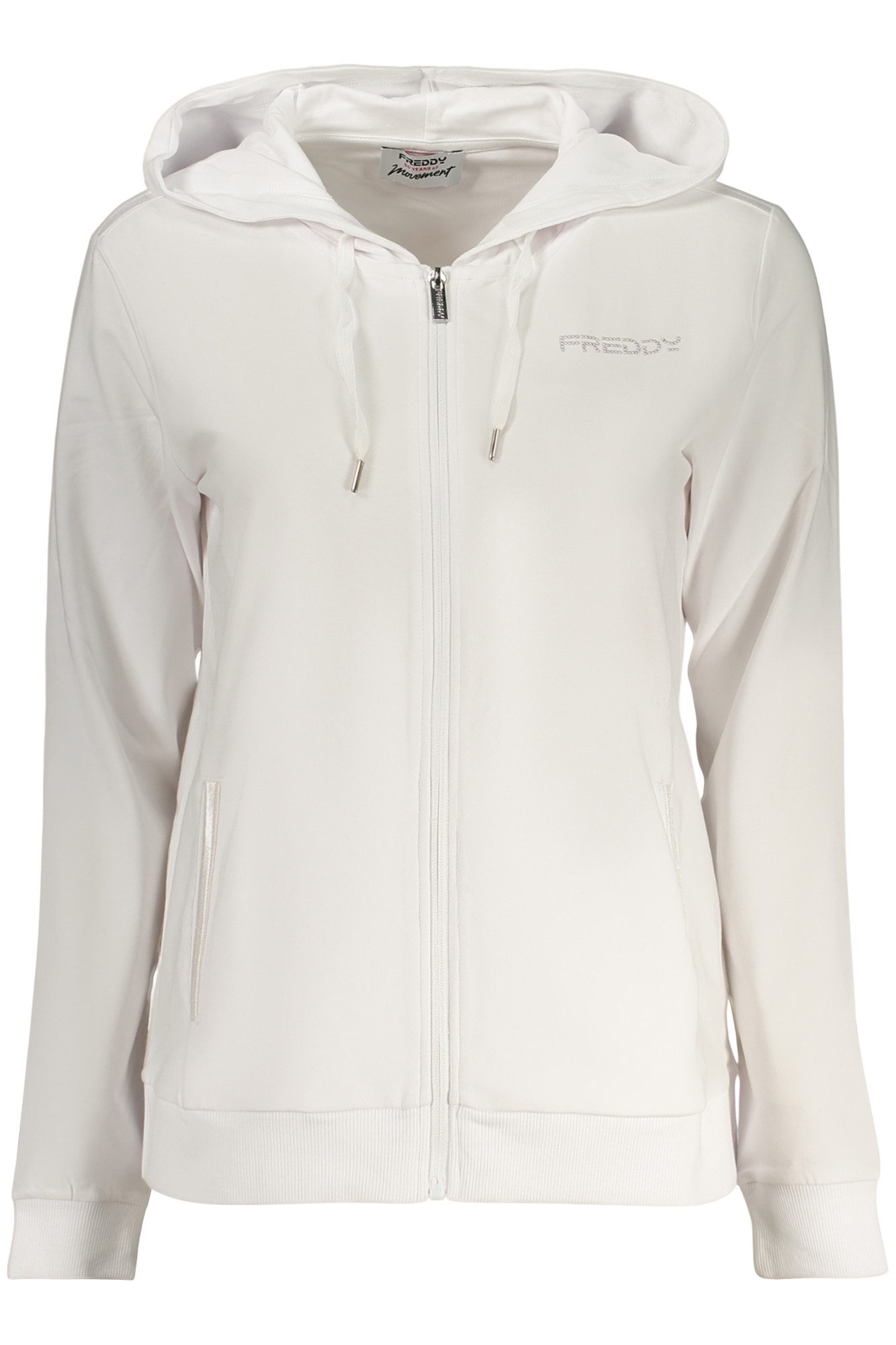 Freddy Sweatshirt Weiße Damen-Sweatjacke mit Kapuze und