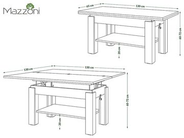 designimpex Couchtisch Design Couchtisch Tisch Arbeitstisch Brawo höhenverstelbar aufklappbar