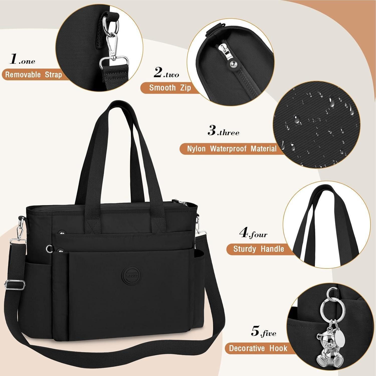 LuxusKollektion Henkeltasche TEUEN Damen Handtasche Nylon Groß Umhängetasche Shopper Schultertasche – Bild 4 von 5
