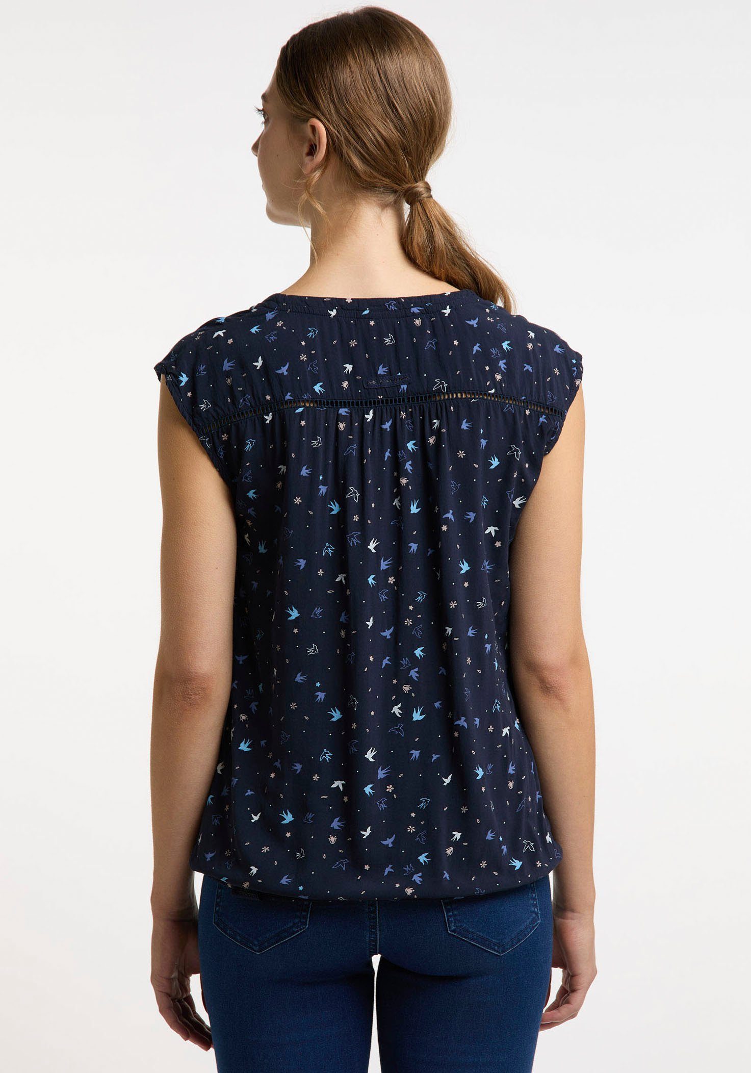 NAVY Print Blusenshirt trendigem Ragwear im All-Over A Design SALTTY