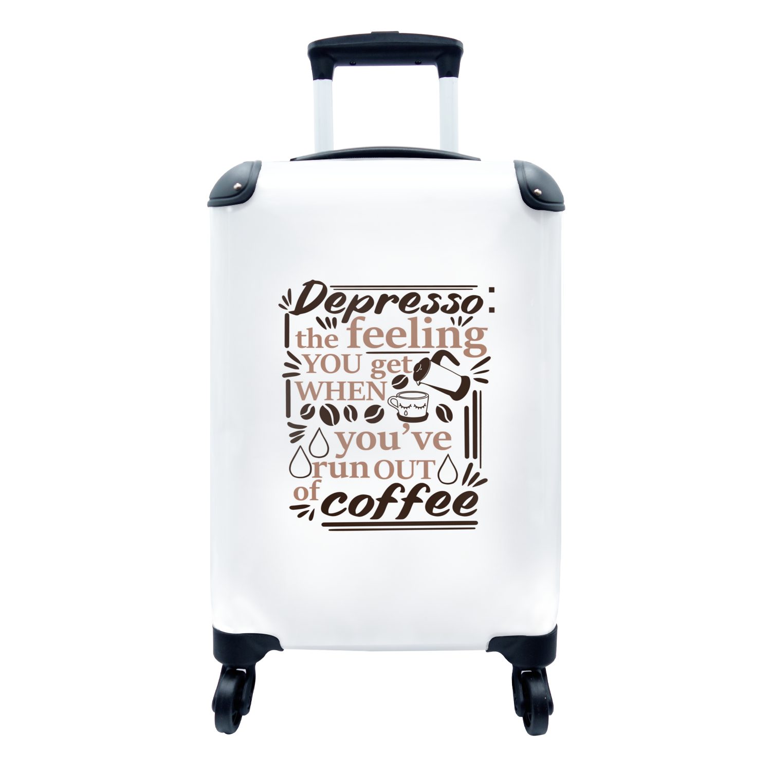 MuchoWow Handgepäckkoffer Kaffee - Zitate - Espresso, 4 Rollen, Reisetasche mit rollen, Handgepäck für Ferien, Trolley, Reisekoffer