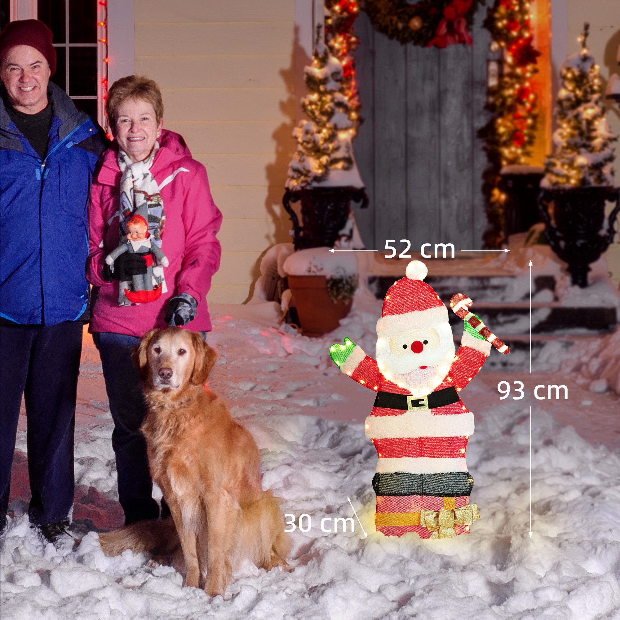 Outsunny Weihnachtsfigur LED Weihnachtsdeko, Geschenckbox, 97 warmweiße LEDs, Innen/Außen (Weihnachtsdekoration, 1 St., Weihnachtsdeko mit Beleuchtung), Wasserfest, Mehrfarbig