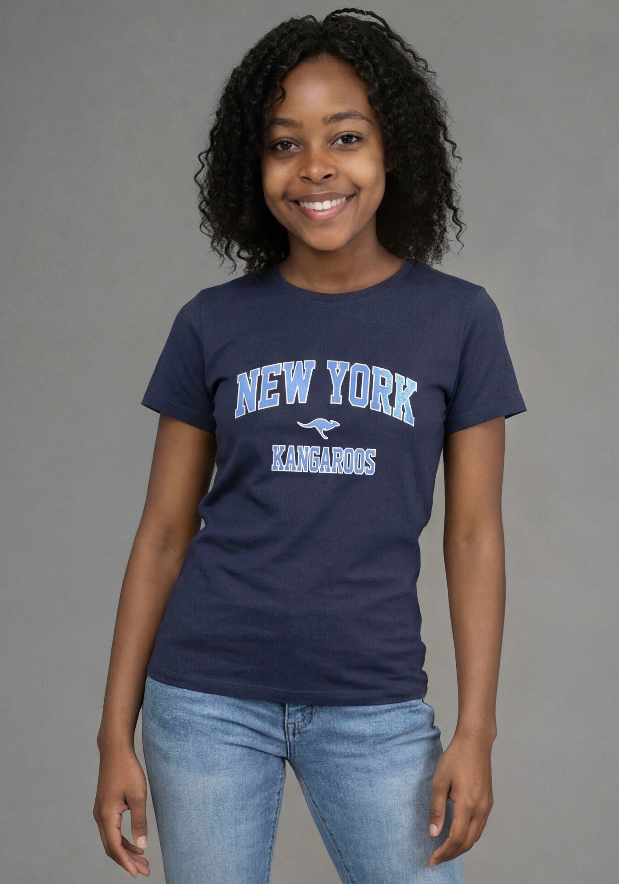 KangaROOS T-Shirt Kangaroos Shirt mit NEW YORK Druck für Mädchen, Kurzarm, bedrucktes Design, Basic Passform