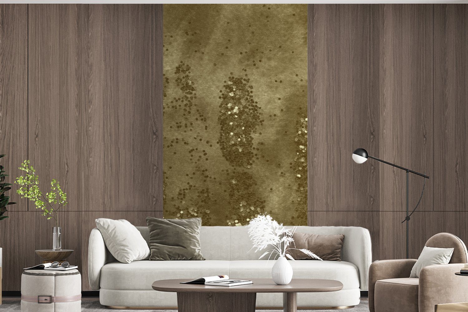 MuchoWow Fototapete Gold Textur, St), Vliestapete Wohnzimmer Glitzer - bedruckt, Fototapete Küche, Schlafzimmer (2 für Matt, 