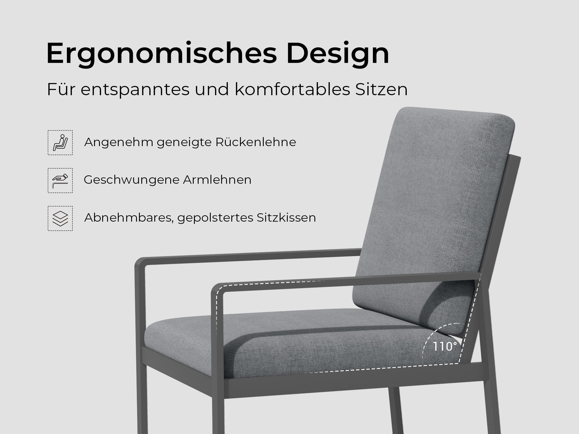 MeXo Gartenlounge-Set Gartenmöbel Set Aluminium Outdoor, (Garten-Essgruppe für 6 Personen, 7-tlg., mit Polywood Tisch & Auflagen), wetterfest für Terrasse & Gar – Bild 4 von 5