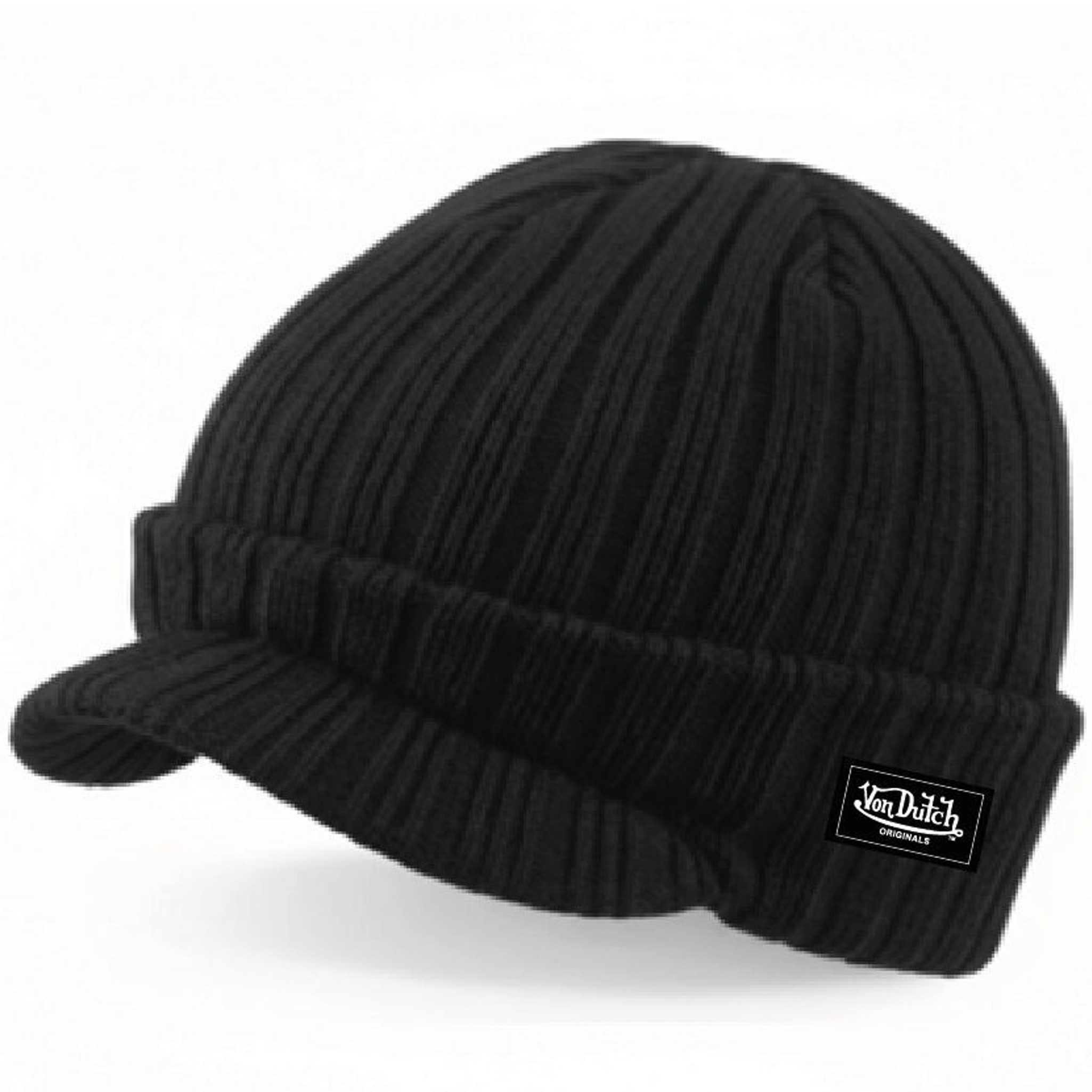Von Dutch Beanie Von Dutch Originals Beanie Visor Cap Woven Label (Beanie, Beanie)