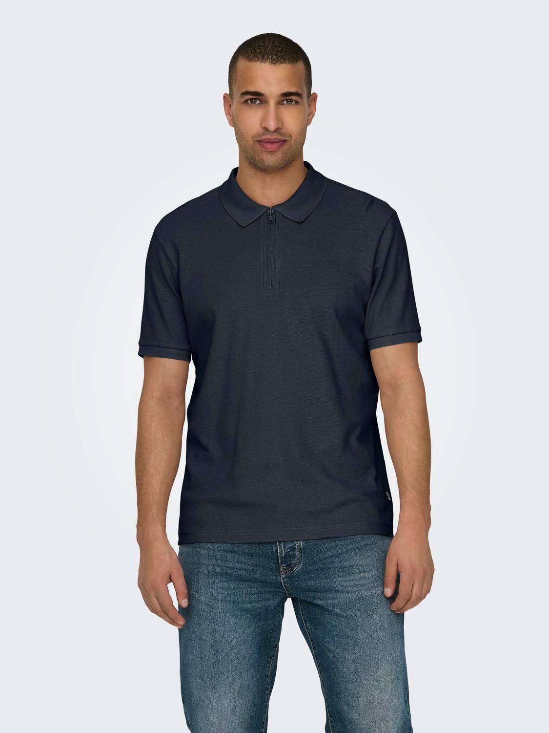 ONLY & SONS Poloshirt Poloshirt Kurzarm Polokragen klassisches ONSMIKE ZIPPER SS POLO
