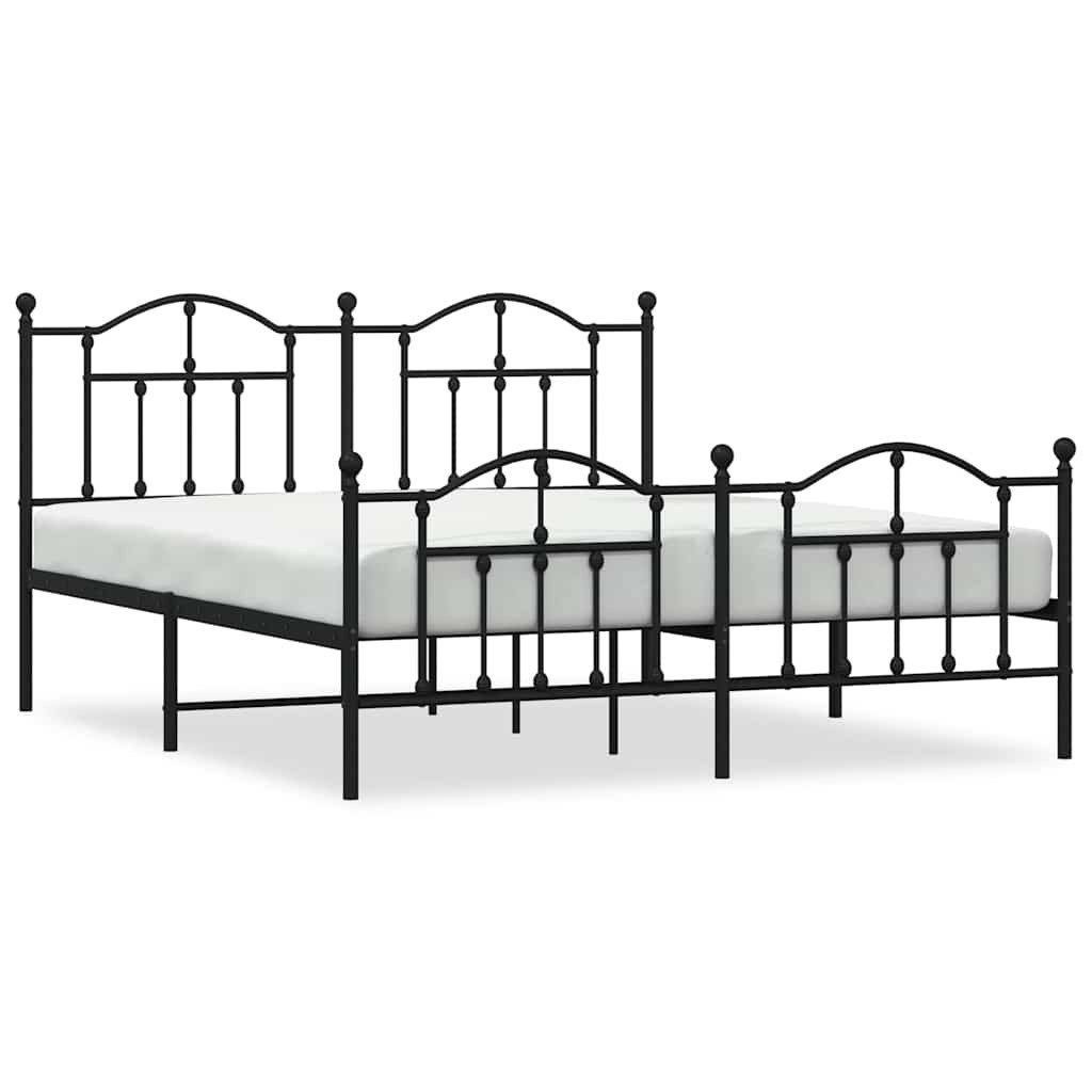 vidaXL Bett Metallbett ohne Matratze mit Fußteil Schwarz 160x200 cm günstig online kaufen